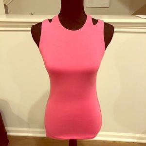 Hot Pink Tank top cut out back details